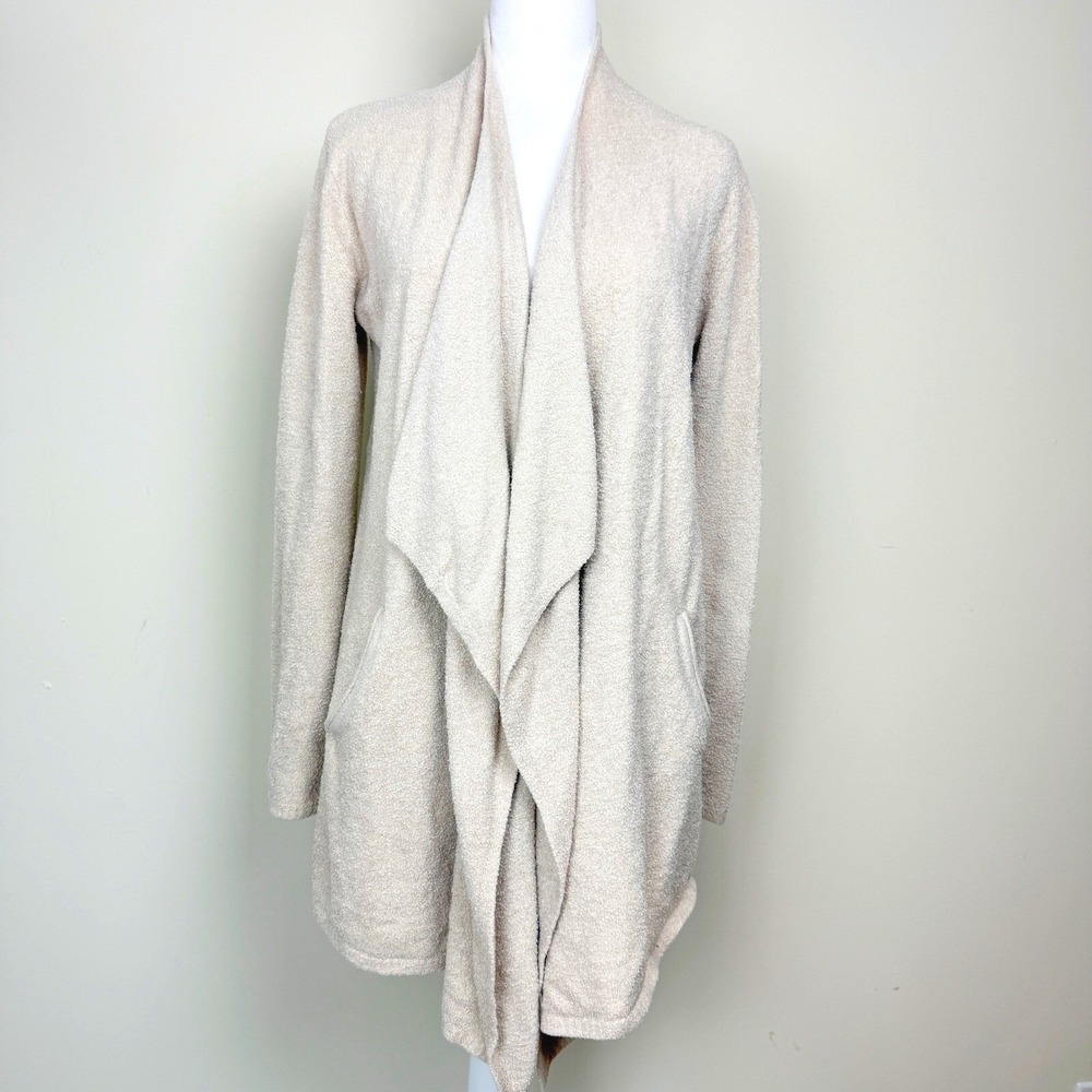 Barefoot Dreams Cozy Long Open Front Cardigan Size S Beige Womens